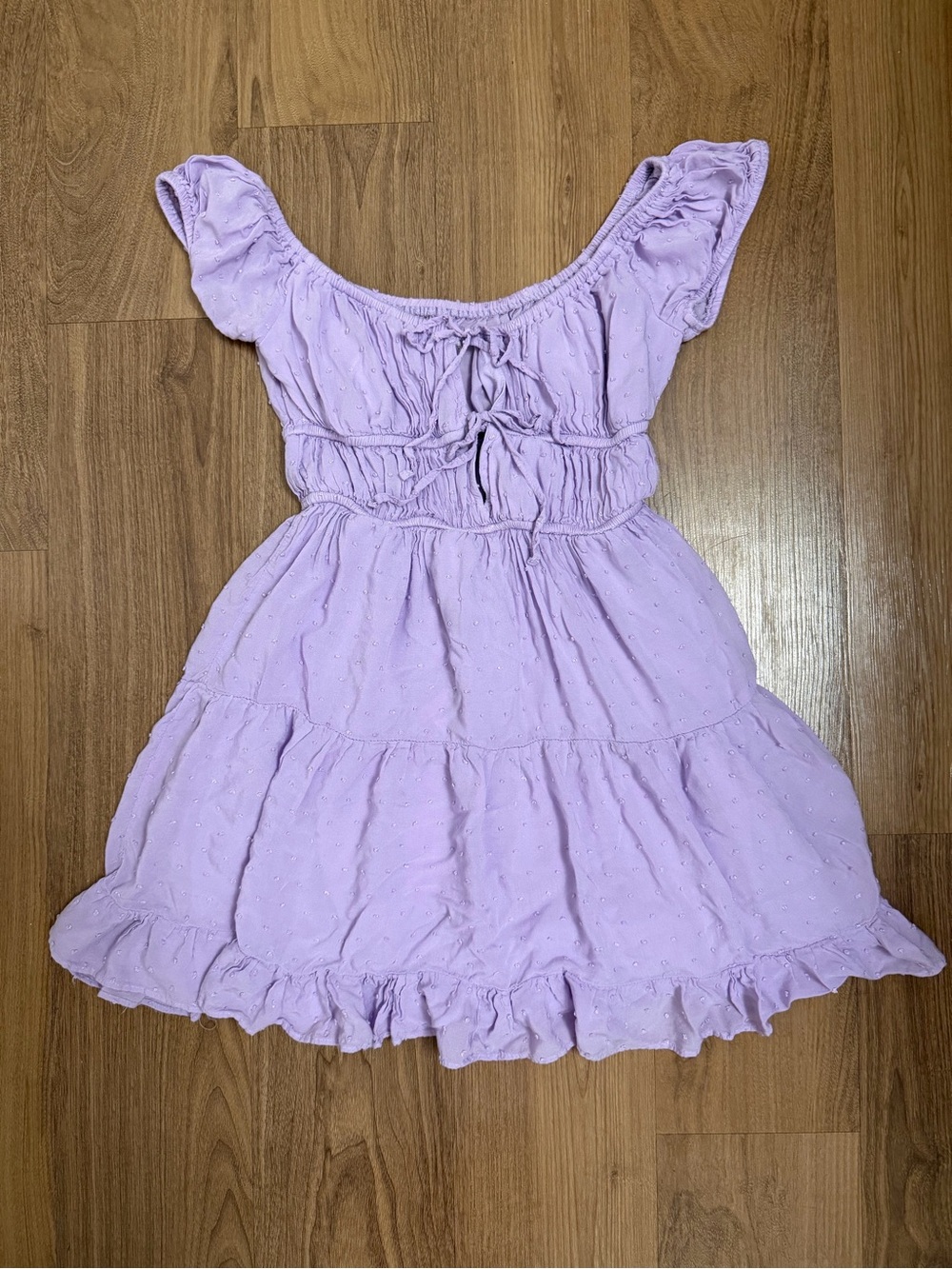Aeropostale Lavender Polka Dot Babydoll Mini Dress - Picture 2 of 10
